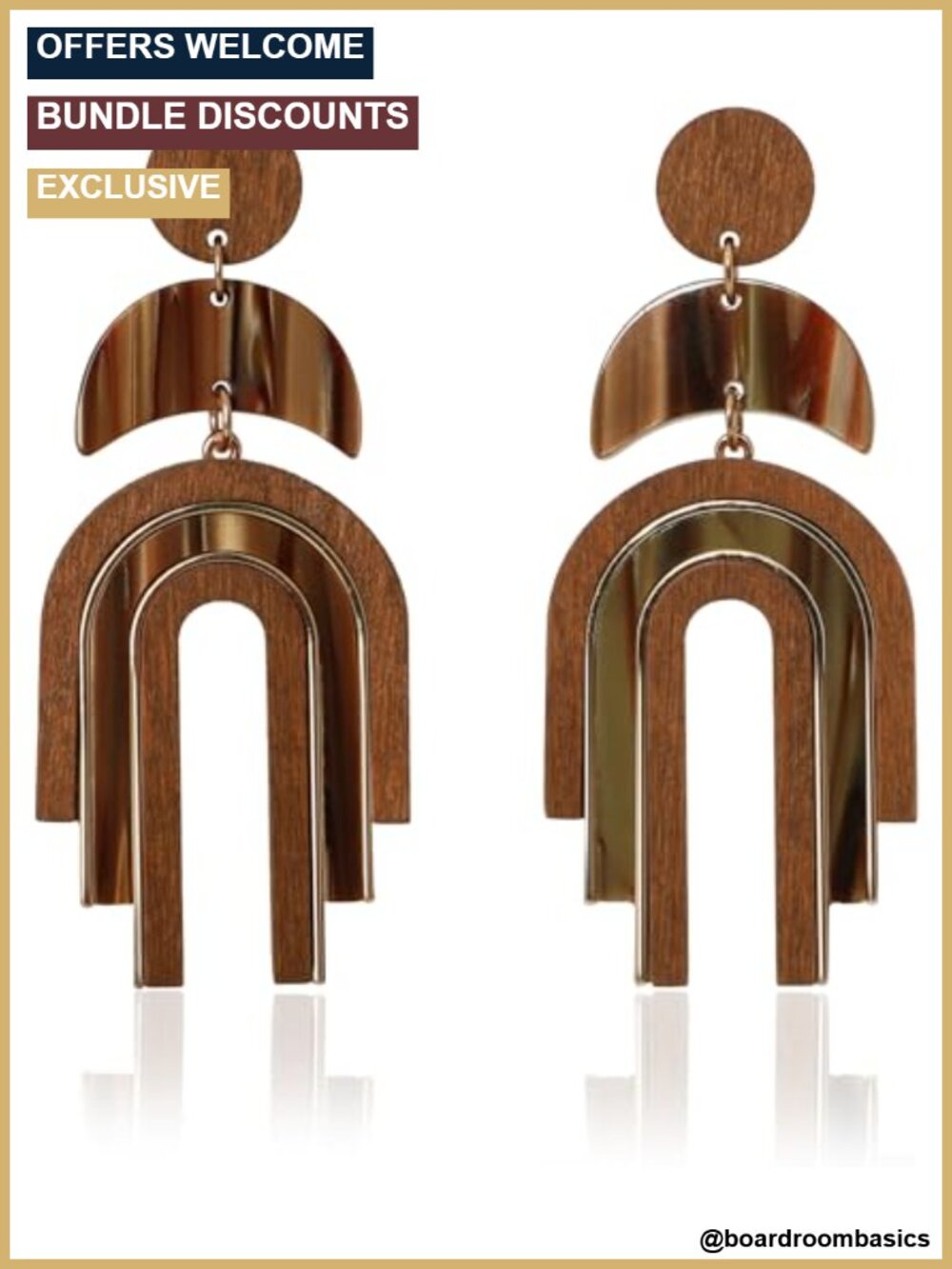 Wooden Acrylic Geometric Drop Dangle Earrings Boho Statement Jewellery